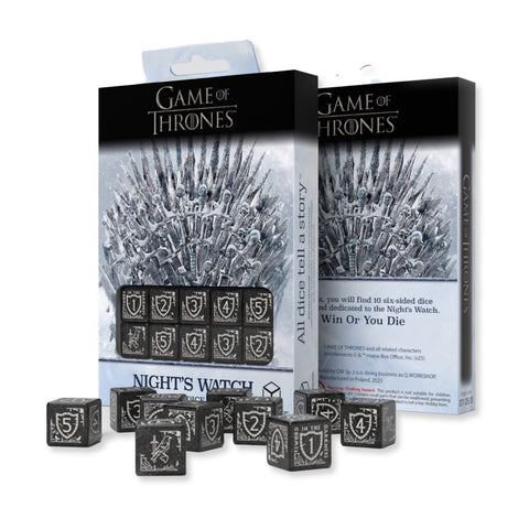 Game of Thrones Night's Watch Dice Set 10x D6 Black Q-Workshop Licensed