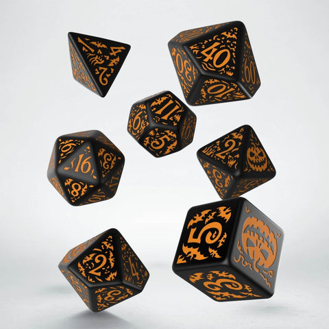 Halloween Pumpkin Dice Set Black Orange Role Playing Games Q-Workshop Dnd NEW