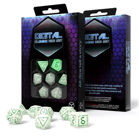 Digital Glowing Dice Set Glowing In The Dark Role Playing Games Q-Workshop NEW