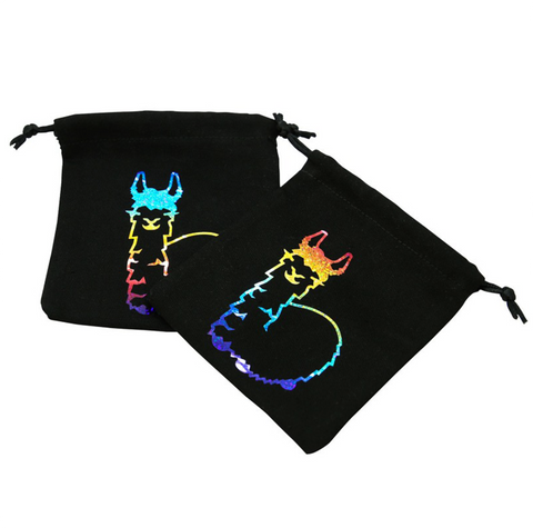 Fabulous Llama Dice Bag Black And Rainbow All Dice Tell A Story Q Workshop NEW
