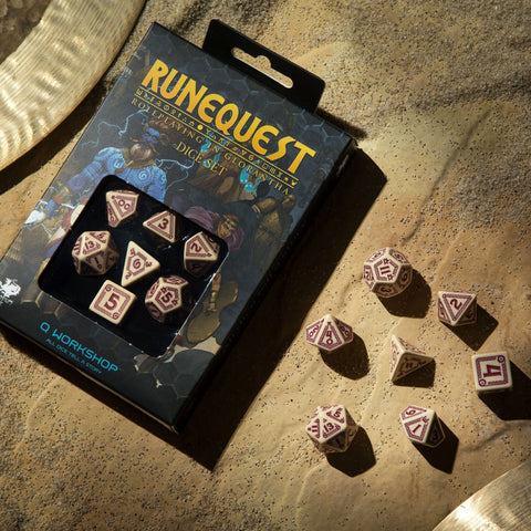 Runequest Dice Set Beige And Burgundy Story Role Playing Games Q-Workshop NEW