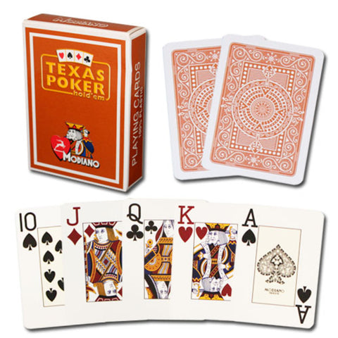 Texas Poker Hold Em Brown Playing Cards Deck Modiano Jumbo Index Poker Size NEW