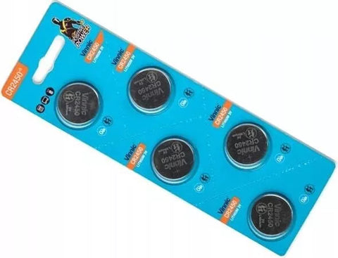 5 Vinnic Cr2450 Lithium Batteries 3V Coin Cell Dl2450 Ecr2450 2450