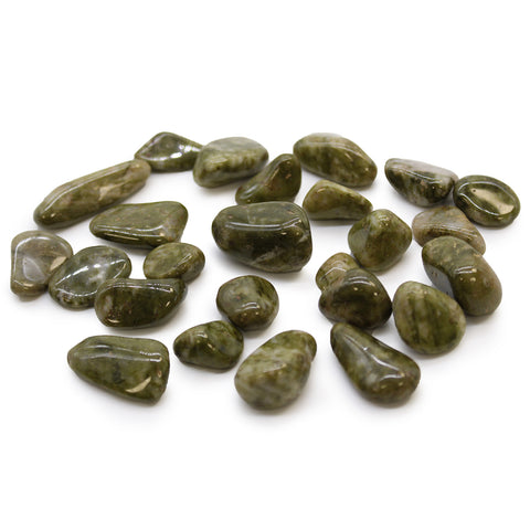24 Small African Tumble Stones Epidote Snowflake Gemstones Ancient Wisdom NEW