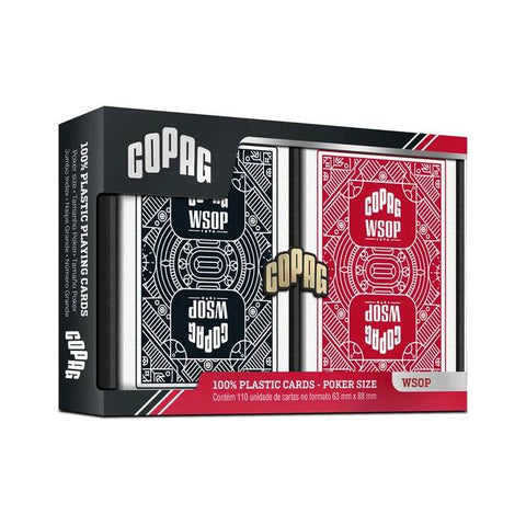 Copag Wsop Jumbo Index Double Plastic Playing Cards Poker Size Black And Red NEW