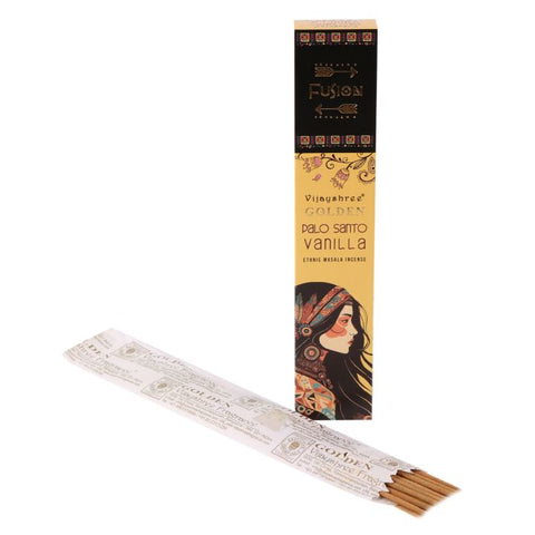 Vijayshree Golden Fusion Palo Santo & Vanilla Incense Sticks 15g Hand-Rolled