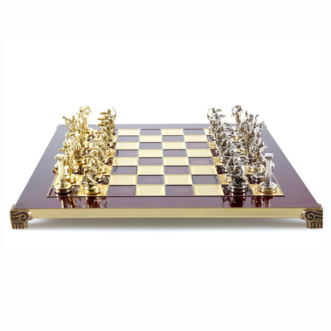 Labours Of Hercules Metal Chess Set Gold & Silver Chessmen 36Cm Manopoulos S5Red