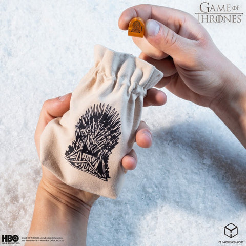 Game of Thrones Iron Throne Dice Pouch, Beige Cotton Drawstring, Q-Workshop