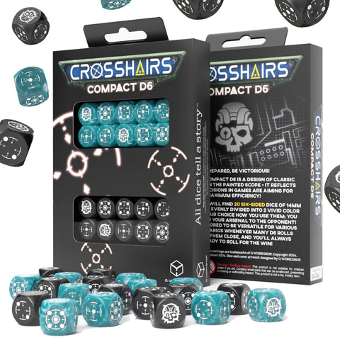 Crosshairs Compact D6 Dice Set Stormy & Black Rpg Dices Q-Workshop Stca04