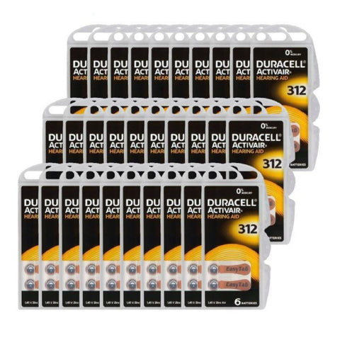 180x Duracell Activair 312 Hearing Aid Batteries Zinc Air 1.45V Mercury