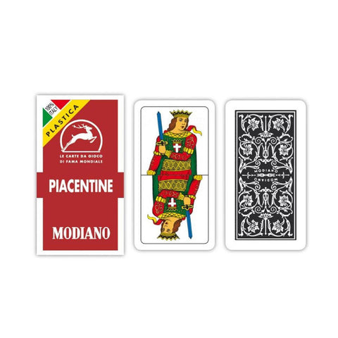 Piacentine 100% Plastic Playing Cards Tarot Deck Modiano Spanish Style Red