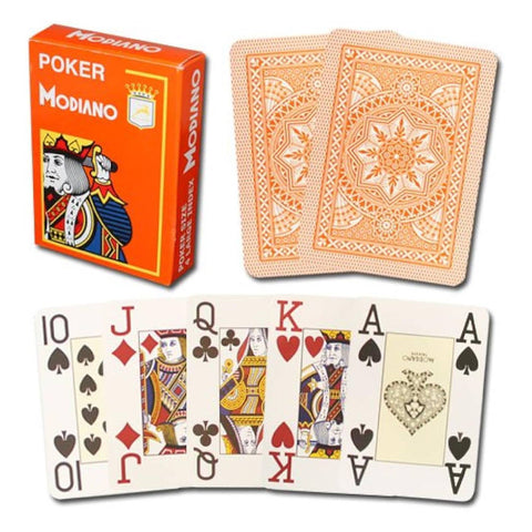 Modiano Poker Orange Playing Cards Deck 4 Jumbo Index Large Plastic