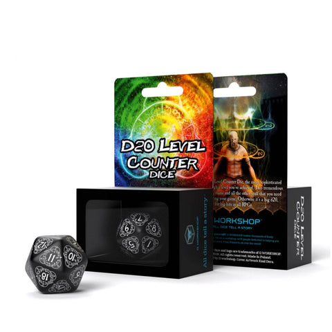 D20 Level Counter Dice Black And White All Dice Tell A Story 30Mm Q-Workshop