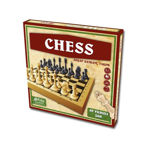 Wooden Chess Set Wood Board And Plastic Chessman Original Star