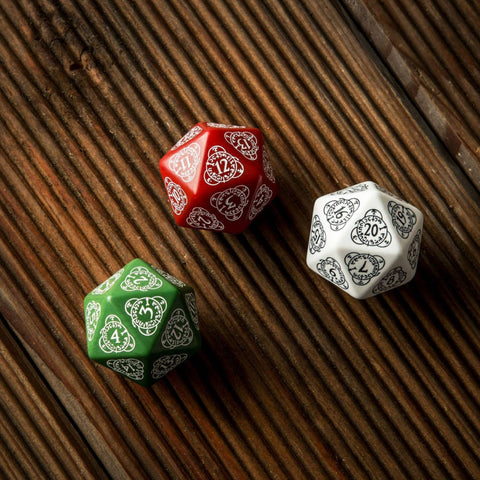 D20 Level Counter Dice Green And White All Dice Tell A Story 30Mm Q-Workshop