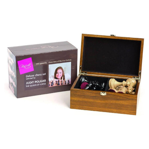 Judit Polgar Deluxe Wooden Chess Pieces In Box Tournament Set DGT