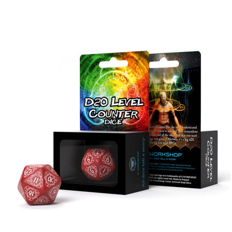 D20 Level Counter Dice Red And White All Dice Tell A Story 30Mm Q-Workshop