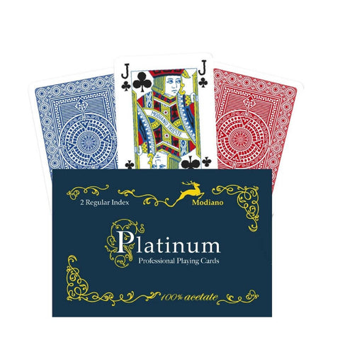 Platinum Acetate Quality Playing Cards Deck Modiano Regular Index Blue Red