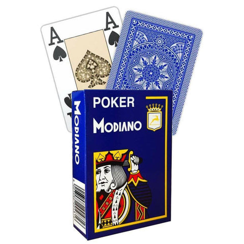 Poker Modiano Blue Plastic Playing Cards 4 Large Index Poker Size