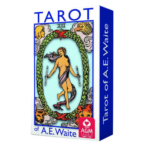 Ae Waite Tarot Mini Deck Cards Blue Edition Rosy Cross Fortune Telling Agm
