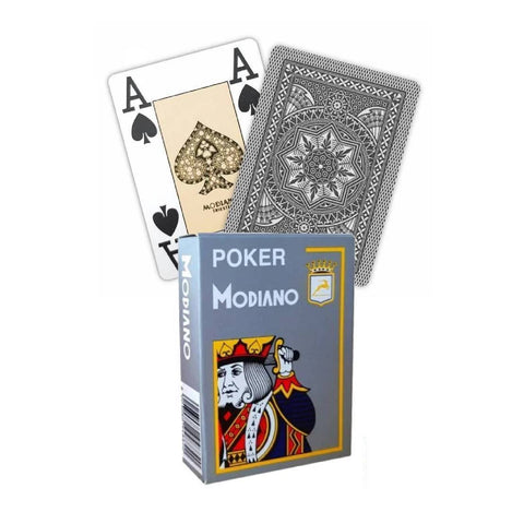 Modiano Poker Playing Cards Deck 4 Jumbo Index Large Grey Plastic