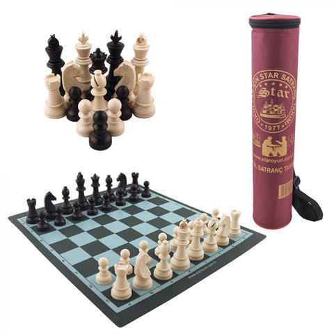Star School Chess Set Big Size Plastic Chessman And Roll-Up Board Star
