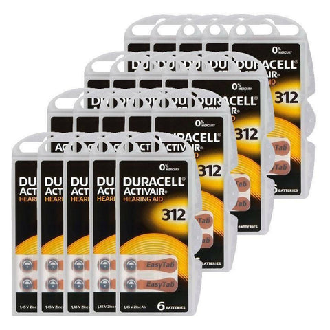 120x Duracell Activair 312 Hearing Aid Batteries Zinc Air 1.45V Mercury