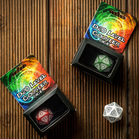 D20 Level Counter Dice Black And White All Dice Tell A Story 30Mm Q-Workshop
