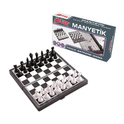 Star Magnetic Chess & Checkers & Backgammon Chessman & Board By Star