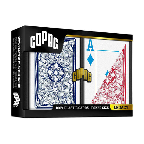 Copag Legacy 4 Color Poker Size Playing Cards Double Deck Jumbo Red Blue