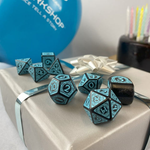 Q-Workshop 20 Years Viking Dice Set Black & Turquoise Limited Edition S20Y02