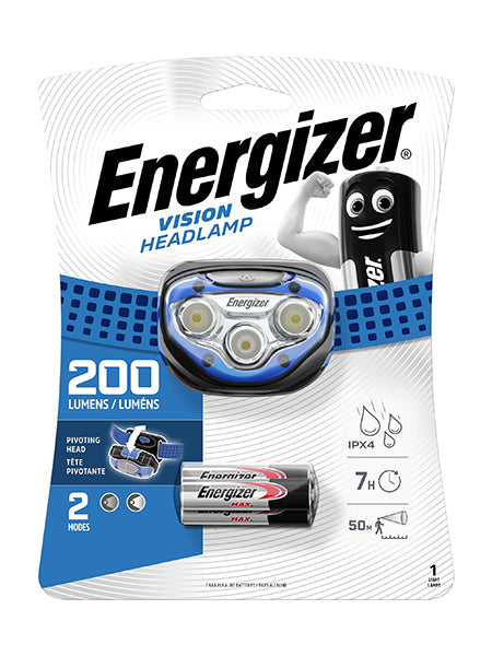 Energizer Vision Headlight Lp08771 200 Lumens Blue 3 Aaa Batteries Led NEW