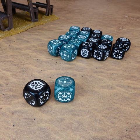 Crosshairs Compact D6 Dice Set Stormy & Black Rpg Dices Q-Workshop Stca04