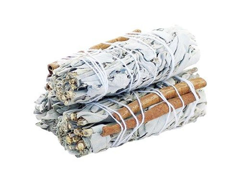 Smudge Stick - White Sage & Cinnamon Spiritually Cleansing Ancient Wisdom NEW
