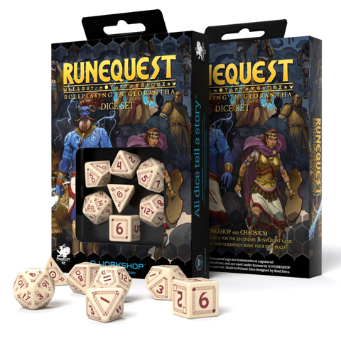 Runequest Dice Set Beige And Burgundy Story Role Playing Games Q-Workshop NEW