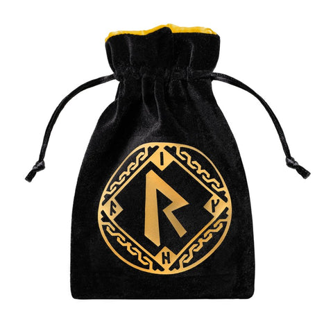 RUNIC DICE BAG VELOUR BLACK GOLD ROLEPLAYING GAMES Q-WORKSHOP RPG DND POUCH NEW