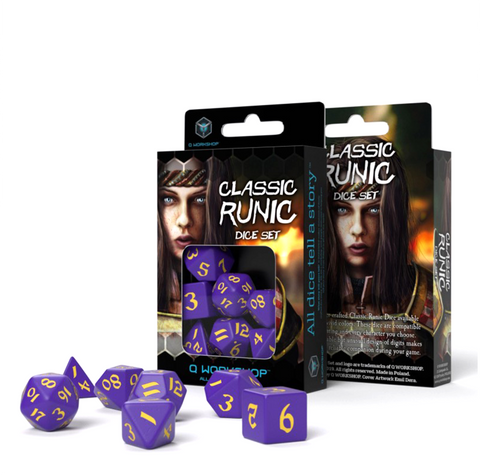 Classic Runic Purple And Yellow Dice Set Story Role Playing Games Q-Workshop NEW
