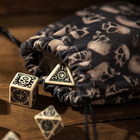 SKULL FULLPRINT DICE BAG POUCH ROLEPLAYING GAMES Q-WORKSHOP RPG DND BLACK NEW