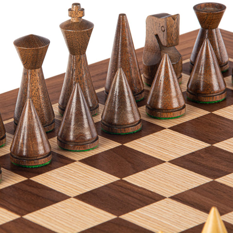 Wooden Chess Set Modern Style Chessmen Walnut Board 40Cm Manopoulos Sw4040K