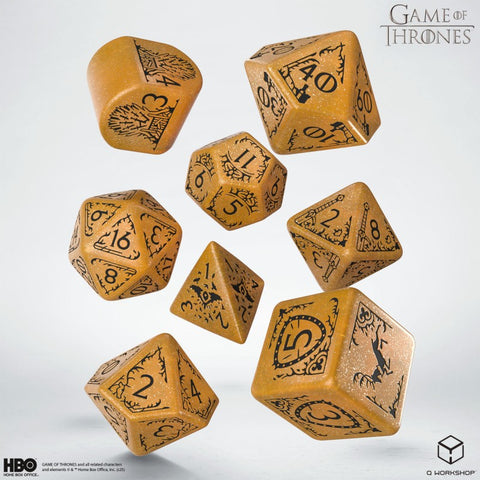 Game of Thrones Baratheon 8-Die Polyhedral Dice Set by Q-Workshop, Yellow/Black