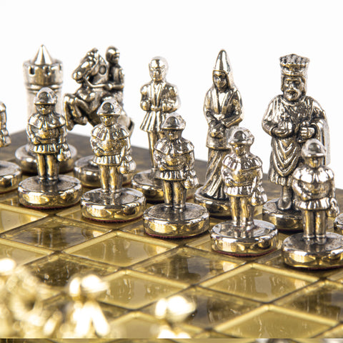 Byzantine Empire Metal Chess Set Gold & Silver Chessmen 20Cm Manopoulos S1Bro
