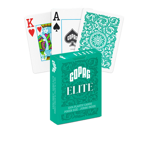 Copag 1546 Elite 100% Plastic Playing Cards Jumbo Index Poker Size Green Deck
