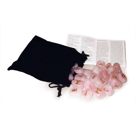 Rose Quartz Runes Natural Stone Esoteric Meditation With Bag Lo Scarabeo NEW