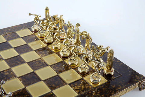 Discus Thrower Chess Set Gold & Silver Chessmen Board 36Cm Manopoulos S7Bro