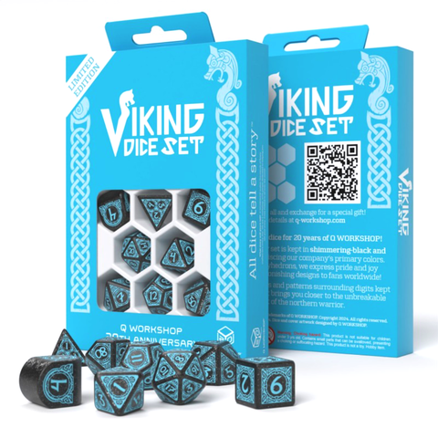 Q-Workshop 20 Years Viking Dice Set Black & Turquoise Limited Edition S20Y02