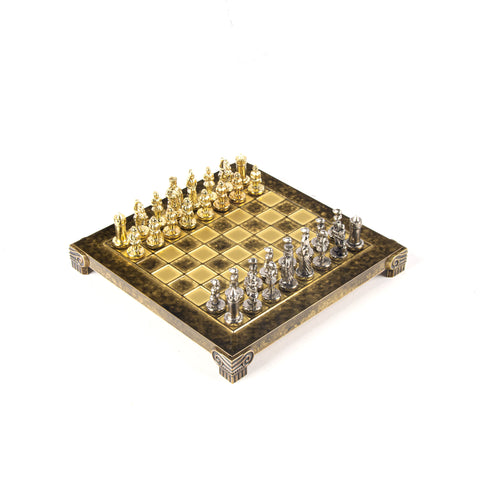 Byzantine Empire Metal Chess Set Gold & Silver Chessmen 20Cm Manopoulos S1Bro