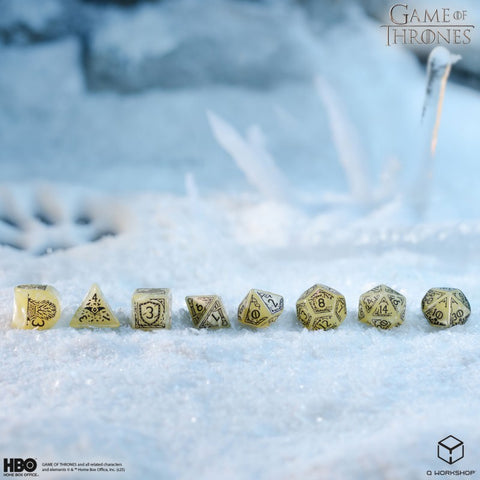 Game of Thrones House Stark Dice Set by Q-Workshop, 8pc RPG Polyhedral Beige