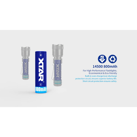 Xtar 14500 Aa Battery Rechargeable R6 3,7V Li-Ion 800 Mah Lithium 2.96 Wh Bulk