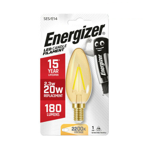 Energizer Led Candle Filament E14 S9431 20W 180Lm 2200K Vintage Warm White NEW