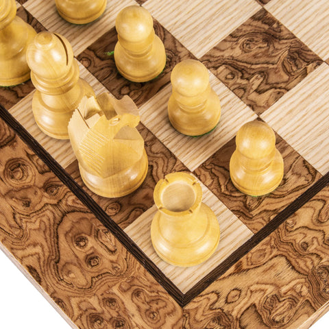 Walnut Burl Chess set 40x40cm with Staunton Chessmen Manopoulos
